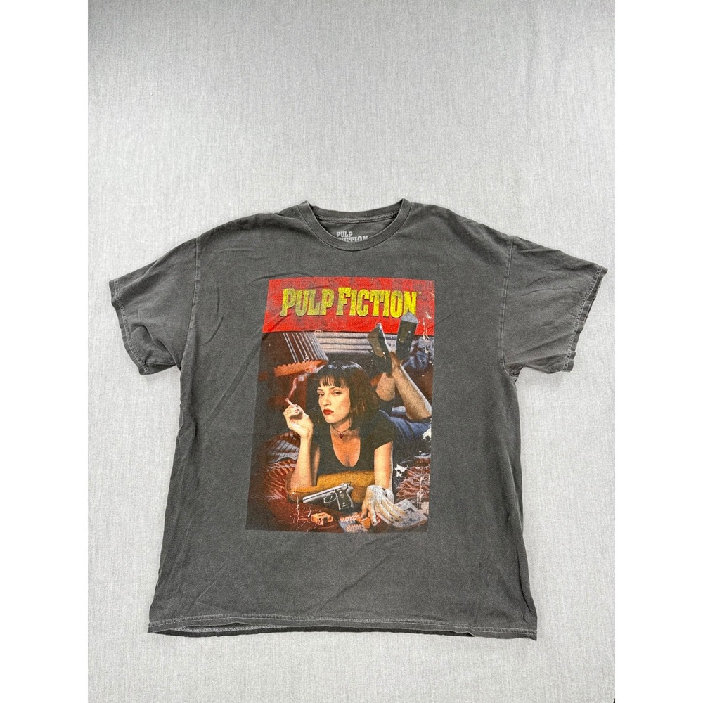 Pulp Fiction Mia Wallace Movie Poster Graphic Tee Shirt Gray‎ Mens Large